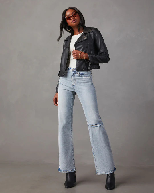 Crystal 90'S Vintage Distressed Flare Jeans | VICI