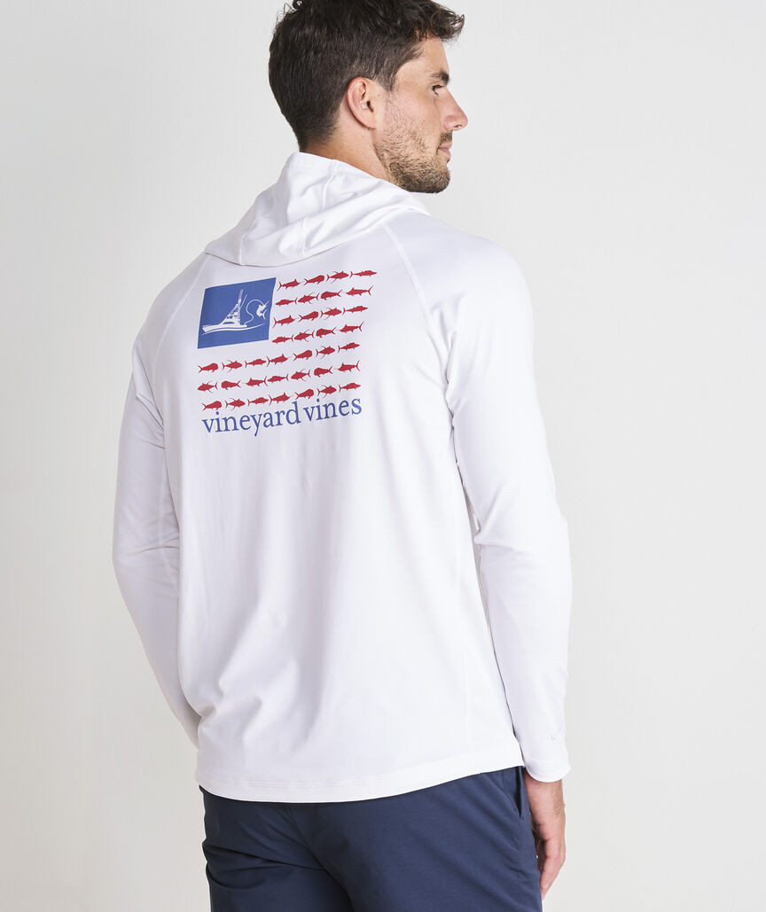 Performance Sportfisher USA Flag Long-Sleeve Harbor Hoodie Tee | vineyard vines