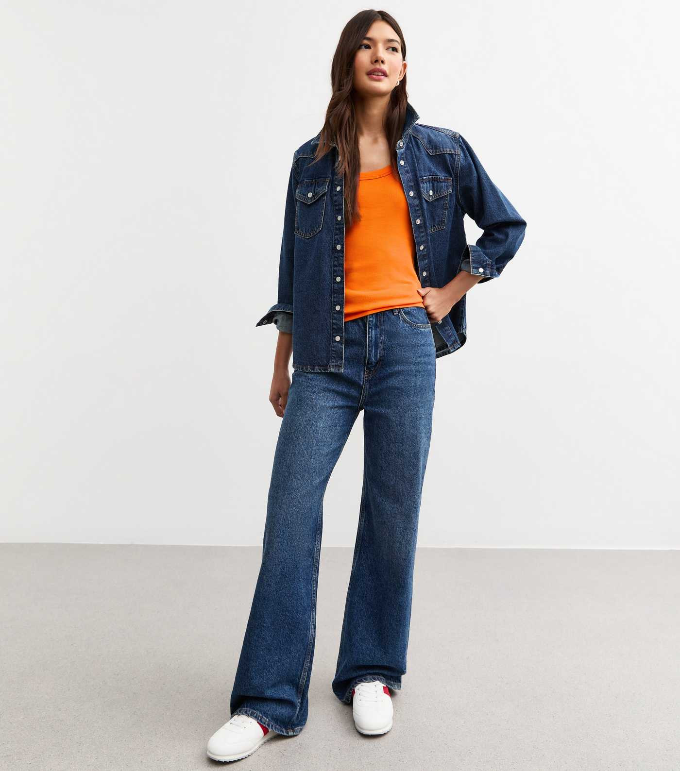 Bright Orange Wide Strap Scoop Neck Ribbed Vest | New Look | New Look (UK)