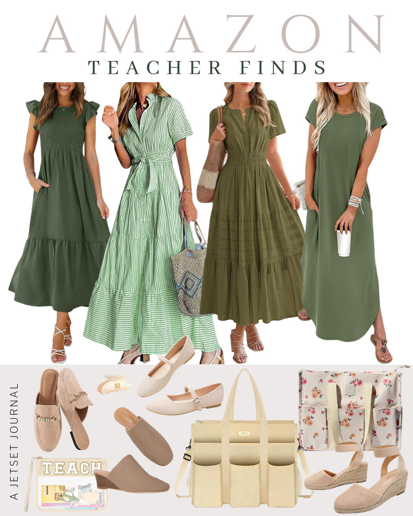 I came across these great finds that may be useful if you love new teacher outfit ideas this week. If you are a fan of maxi dresses, you will love these outfits from WIHOLL and OFEEFAN. DREAM PAIRS has these cute ankle-strap wedge sandals that perfectly fit this look. This acrylic letter claw clip from LILLIE&WHITE is also an awesome find.


#LTKSeasonal #LTKSaleAlert #LTKTravel 

 