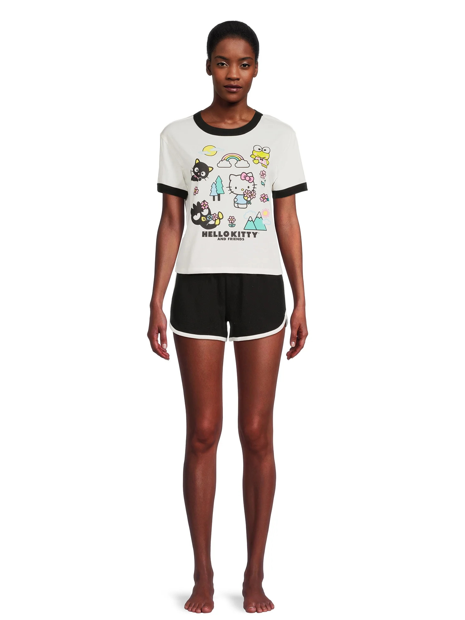 Hello Kitty Women's Ringer Tee and Lounge Set, 2-Piece | Walmart (US)