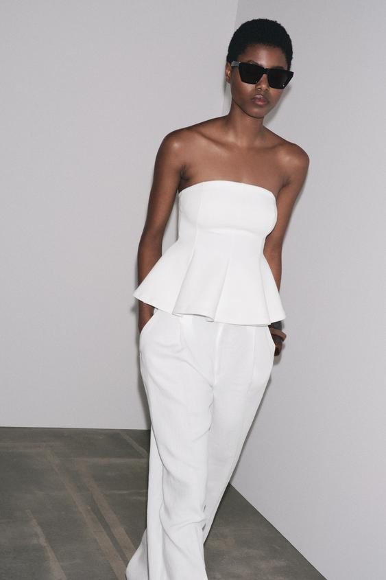 INTERLOCK PEPLUM TOP | Zara US