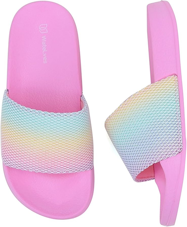 WateLves Girls & Boys Slide Sandals Kids Summer Slippers Slip On for Outdoor Beach Pool Shower (L... | Amazon (US)