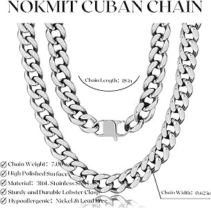 NOKMIT Chunky Cuban Link Curb Chain Necklace for Women Men Dainty 18K Gold Silver Tone Choker Thi... | Amazon (US)