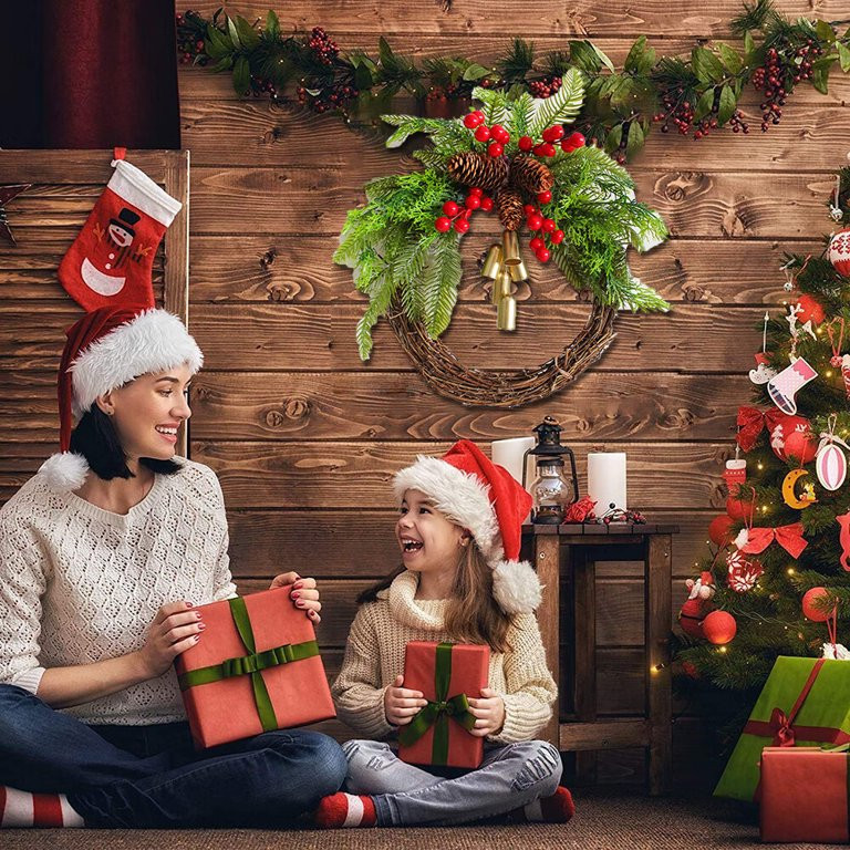 MOUIND Farmhouse Christmas Wreaths for Front Door, Rattan Wreaths for Decorating Christmas, 2023 ... | Walmart (US)