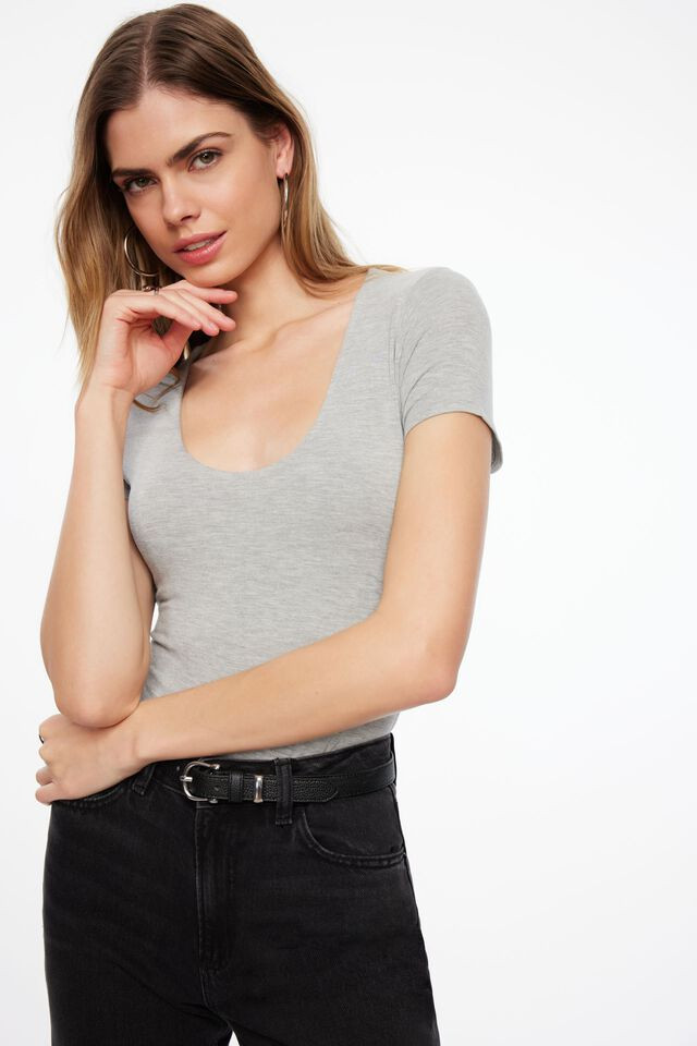 Hayden Scoop Neck Bodysuit | Dynamite Clothing