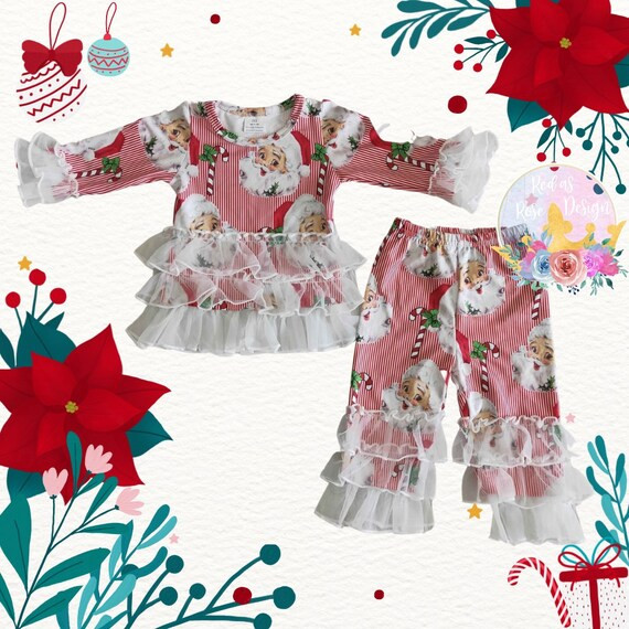 Christmas Outfit/santa Outfit/girls Christmas Clothing - Etsy | Etsy (US)