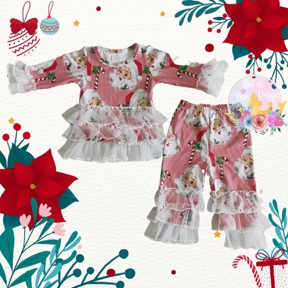 Christmas Outfit/santa Outfit/girls Christmas Clothing - Etsy | Etsy (US)
