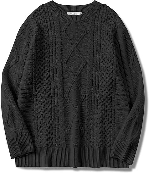 ANRABESS Sweaters for Women Oversized Crewneck Long Sleeve Casual Loose Cable Knit Pullover Tops ... | Amazon (US)