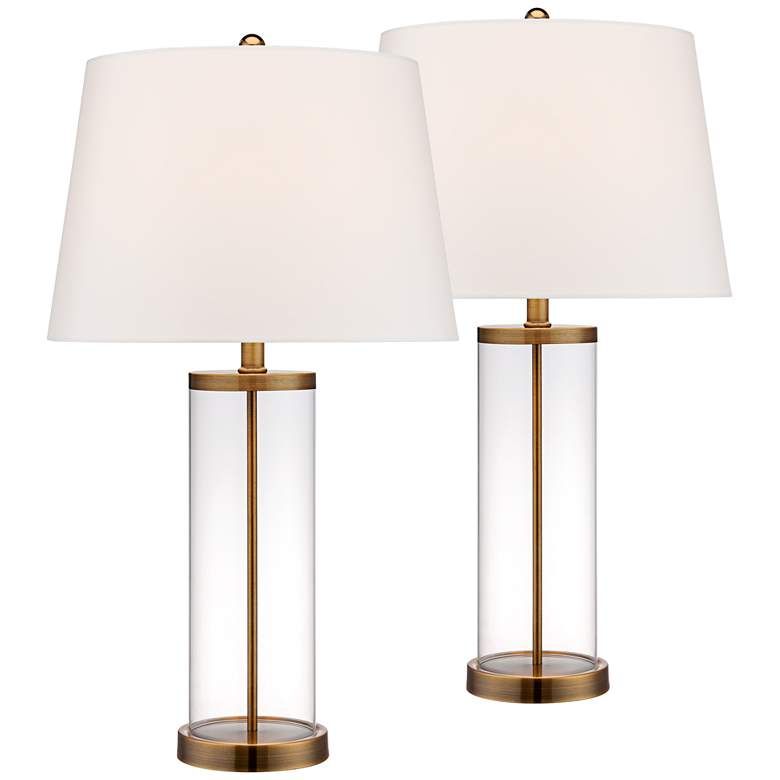 Glass and Gold Cylinder Fillable Table Lamp Set of 2 | Lamps Plus