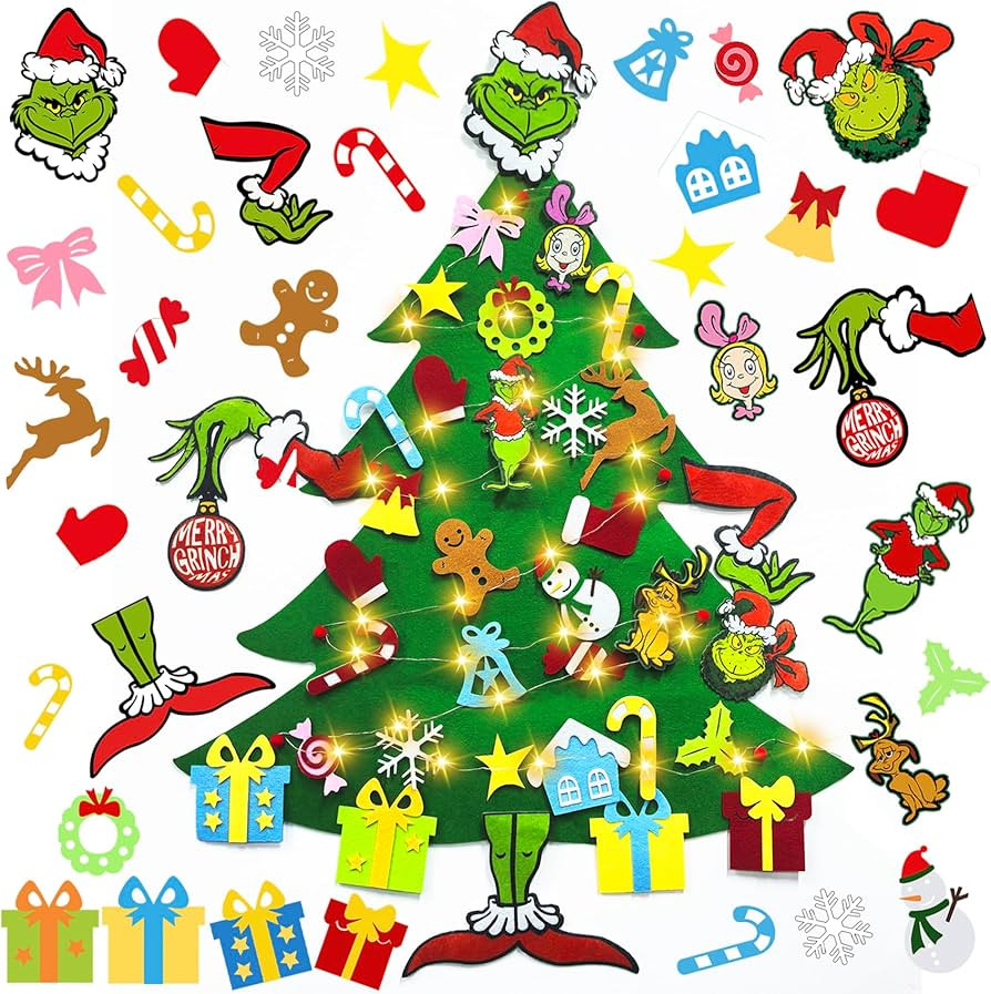 ONIBOGO DIY Felt Christmas Tree Set with 36 Ornaments, Christmas Gifts for Kids, Home Door Wall H... | Amazon (US)