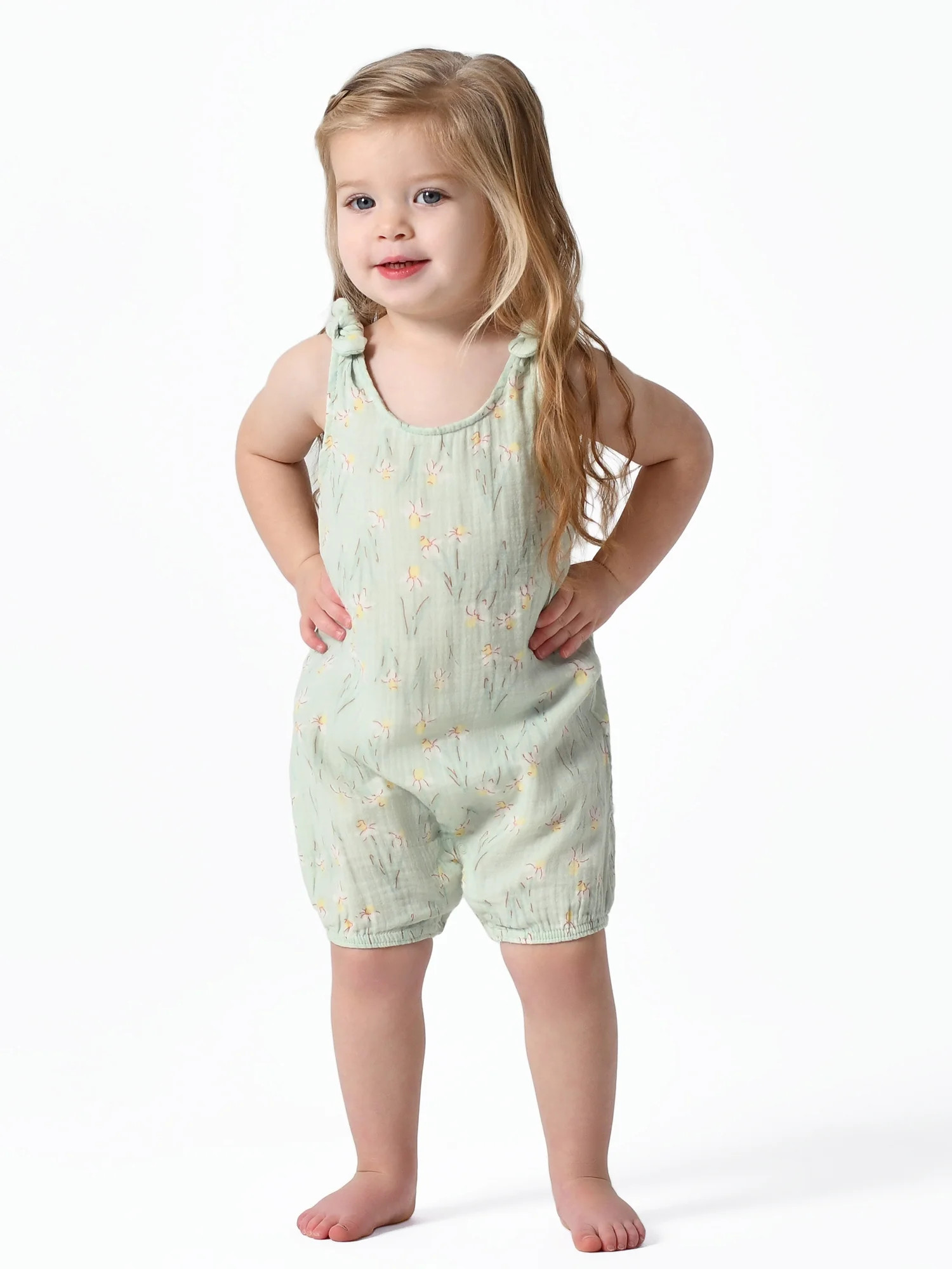 Modern Moments by Gerber Baby Girl Gauze Romper, Sizes 0/3M-24M | Walmart (US)