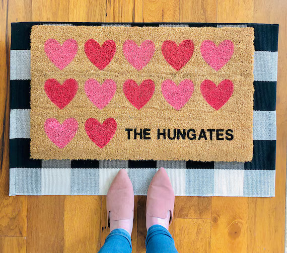 Pink Hearts Doormat/Welcome Mat/Personalized Doormat/Home | Etsy | Etsy (US)
