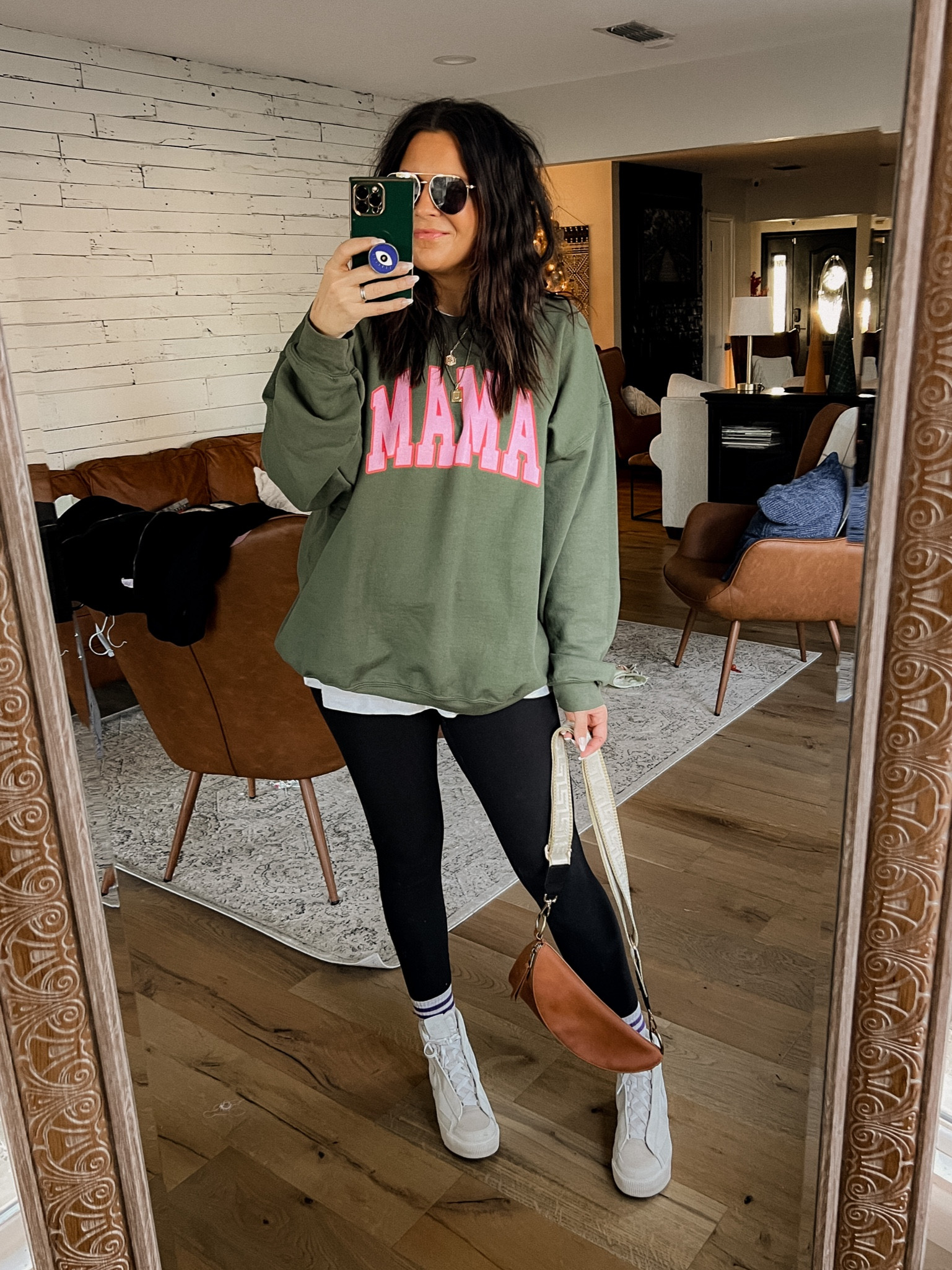 The cutest sweatshirt EVER!!!
Mama Sweatshirt: 2XL (code: SJ20)
Leggings: Large
Nike Sneakers: True to Size
Bag & strap sold separately 

#LTKsalealert #LTKstyletip #LTKshoecrush