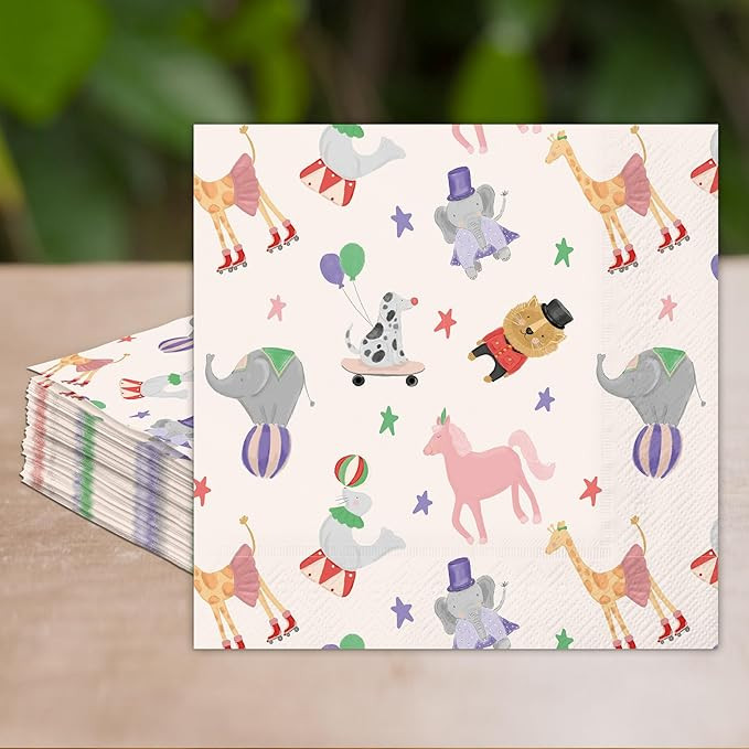 Cheerland Circus Napkins Carnival Party Favors Circus Theme Party Tableware Disposable Napkins Ci... | Amazon (US)