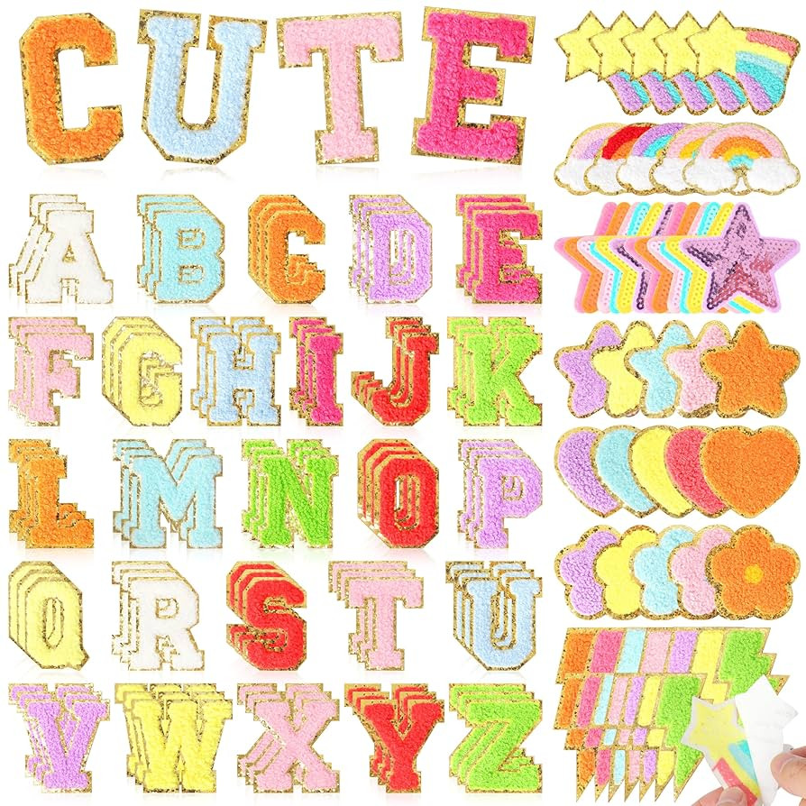 Chenille Letter Patches Self-Adhesive for Clothing: KINGSOW Preppy 129PCS Varsity Sew On Stickers... | Amazon (US)