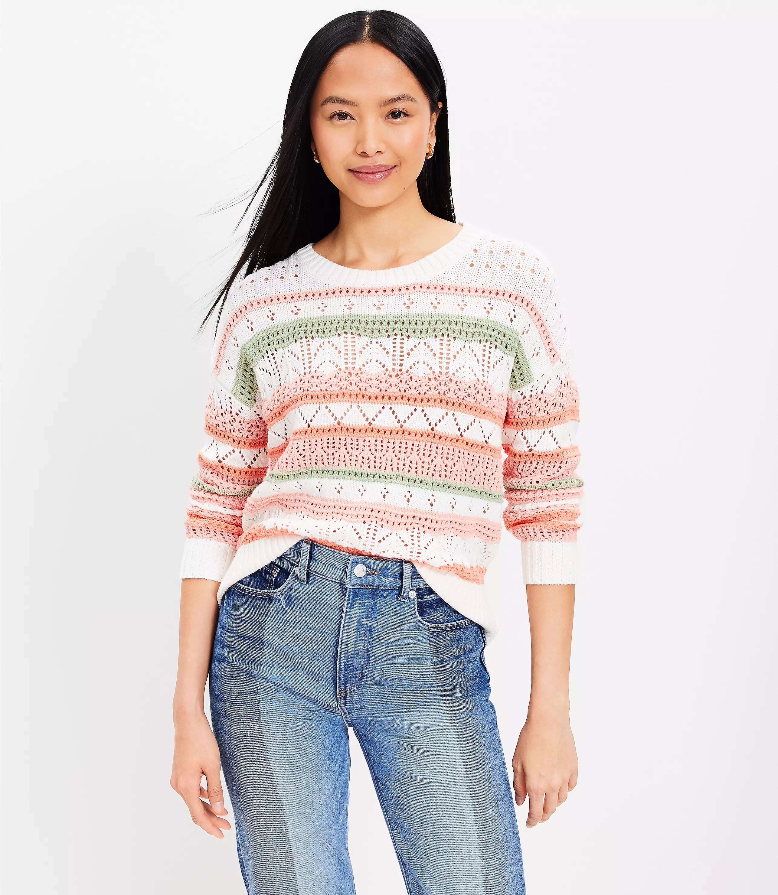 Mixed Pointelle Sweater | LOFT
