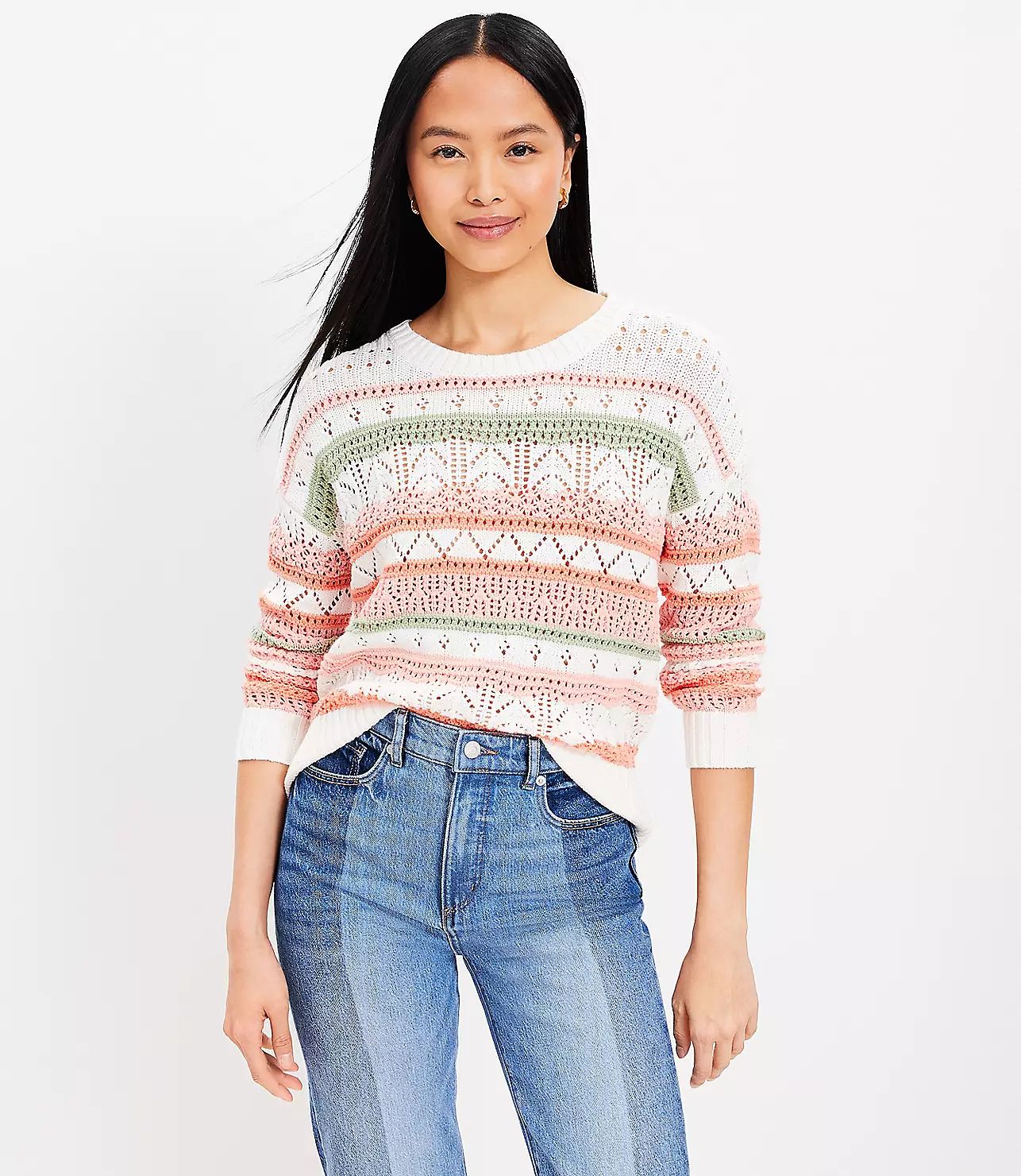 Mixed Pointelle Sweater | LOFT