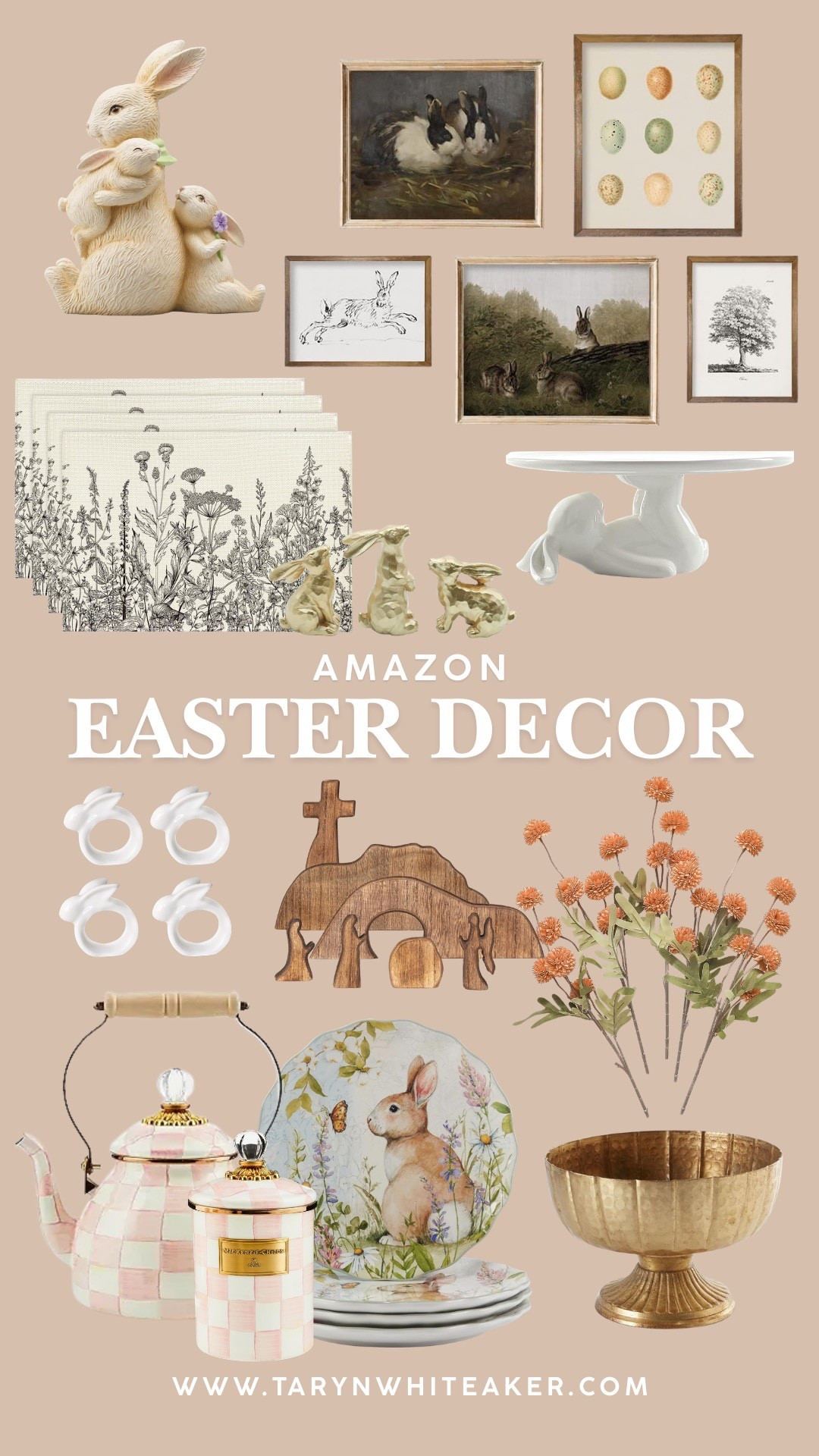 Amazon Easter decor finds that look vintage and collected.

Sweet bunny figurines, neutral botanical art, soft floral plates, wooden nativity pieces, brass accents, and the prettiest spring stems to brighten up your space. It’s giving classic, heirloom-inspired Easter without spending a fortune.

#LTKdayinmylife #LTKHome #LTKSeasonal