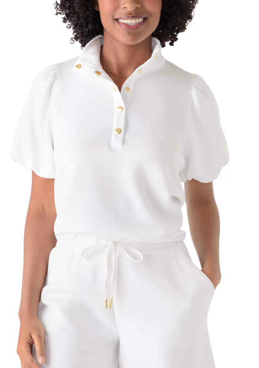 Women's Puff Sleeve Button Neck Top | Belk