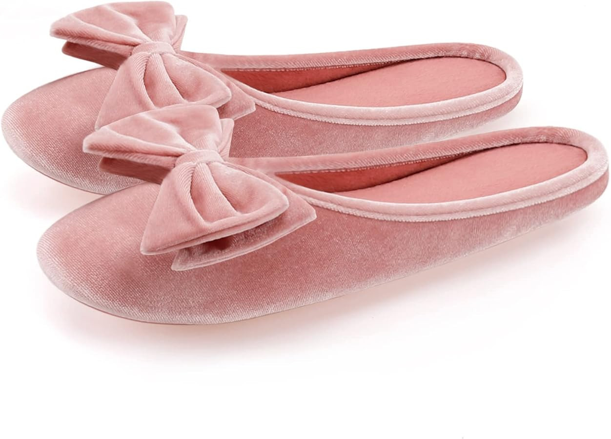 BCTEX COLL Women's Fancy House Slippers with Bow, Ladies Sexy Velvet Ballerina Slipper | Amazon (US)