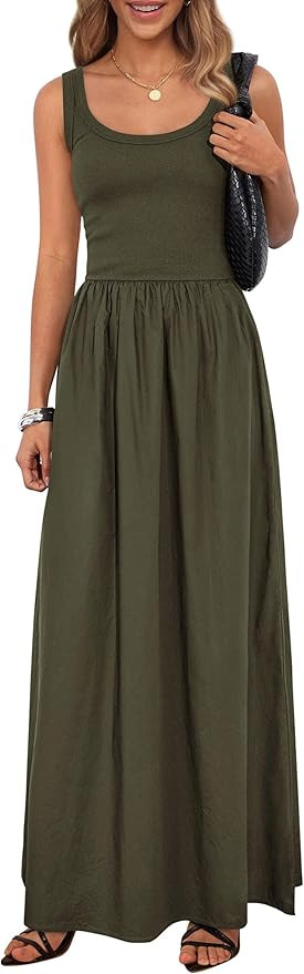 PRETTYGARDEN Womens Summer Casual Scoop Neck Sleeveless Long Dresses Tank Top Patchwork Aline Swi... | Amazon (US)