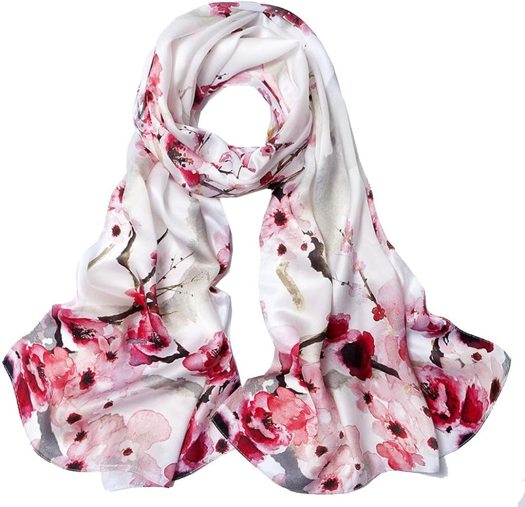 ANDANTINO 100% Mulberry Silk Long Scarf for Women Large Shawls for Headscarf and Neck- Oblong Hai... | Amazon (US)