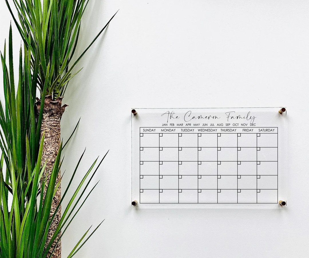 Acrylic Monthly Calendar for Wall || Custom Dry Erase Family Planner Large Huge Clear or White Ca... | Etsy (US)