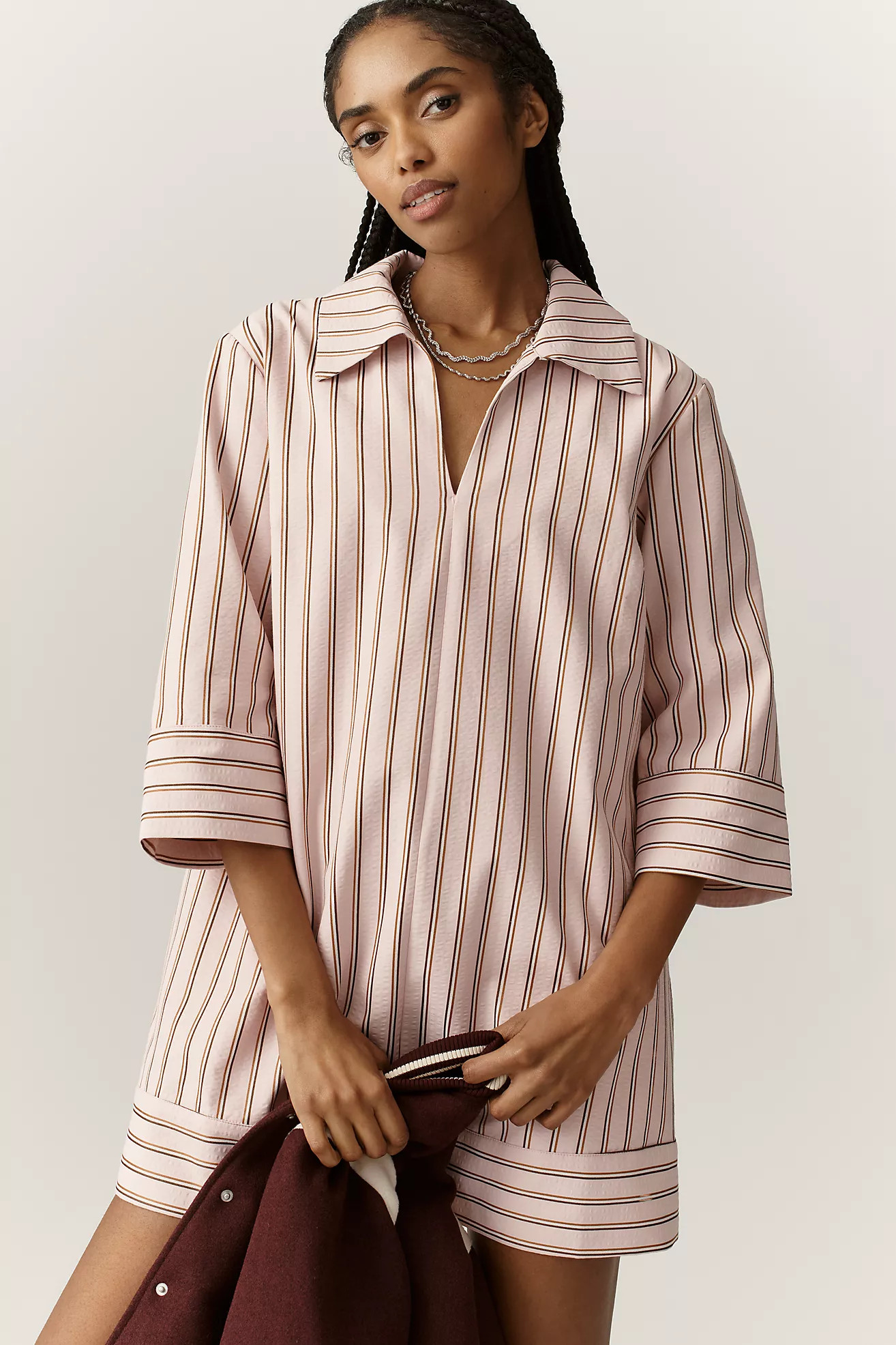 English Factory Striped Long-Sleeve Mini Shirt Dress | Anthropologie (US)