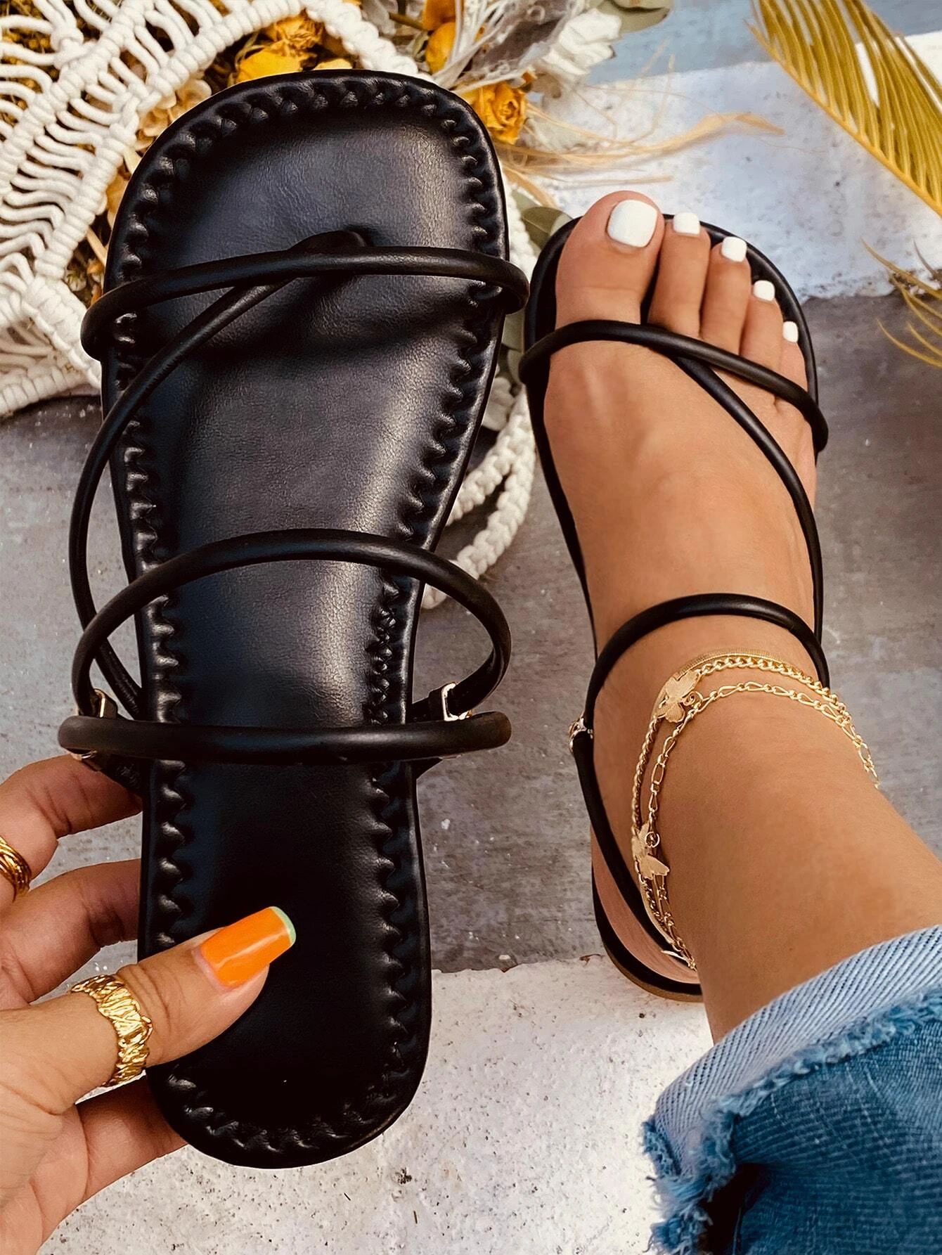 Thin Strap Two Way Wear Thong Sandals | SHEIN