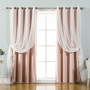 Best Home Fashion Thermal Insulated Blackout Curtains - Antique Bronze Grommet Top - Dusty Pink - 52 | Amazon (US)