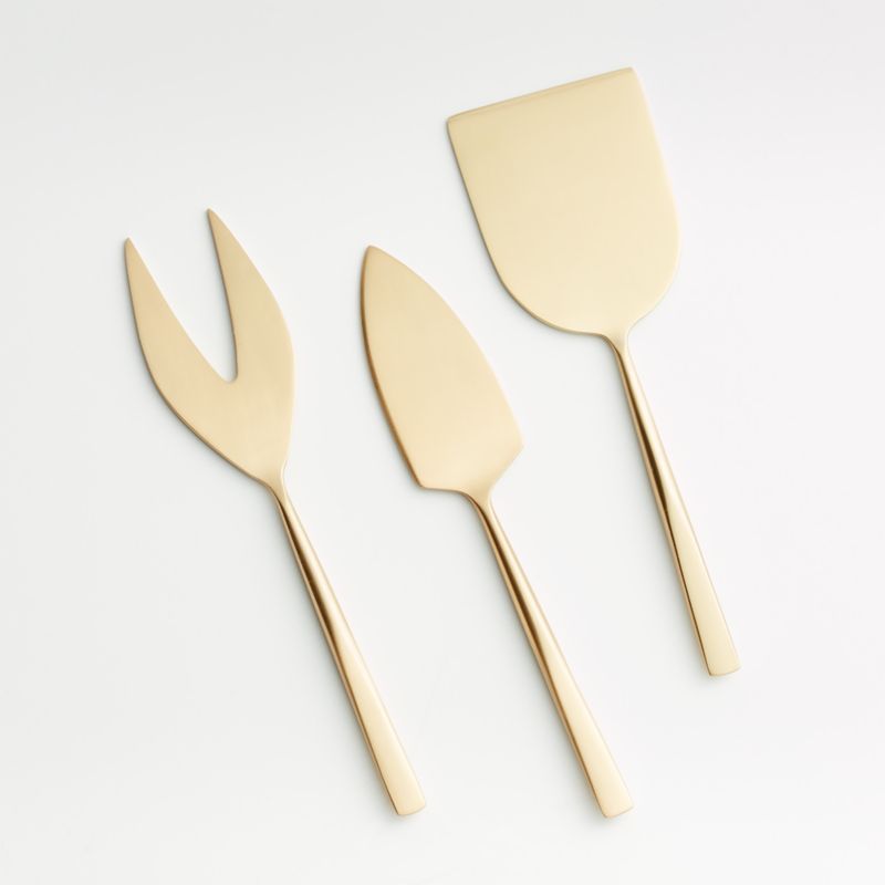 Gold Cheese Knives, Set of 3 | Crate and Barrel | Crate & Barrel