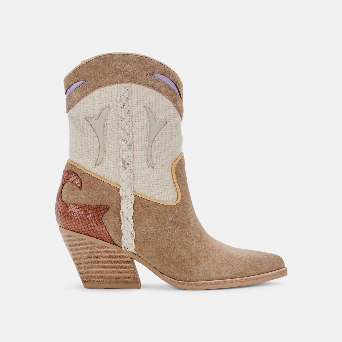 LORAL BOOTIES TAUPE MULTI SUEDE | DolceVita.com