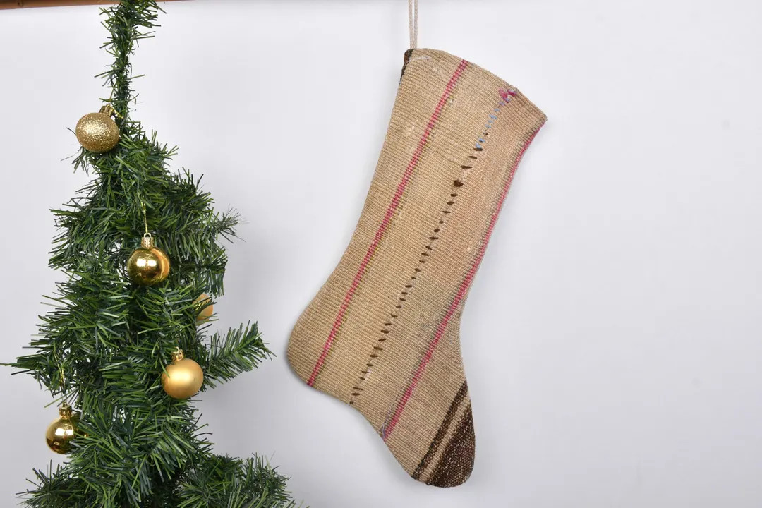 Rustic Christmas Stocking, Vintage Kilim Stocking, Handmade Stocking, Bohemian Christmas Stocking... | Etsy (US)