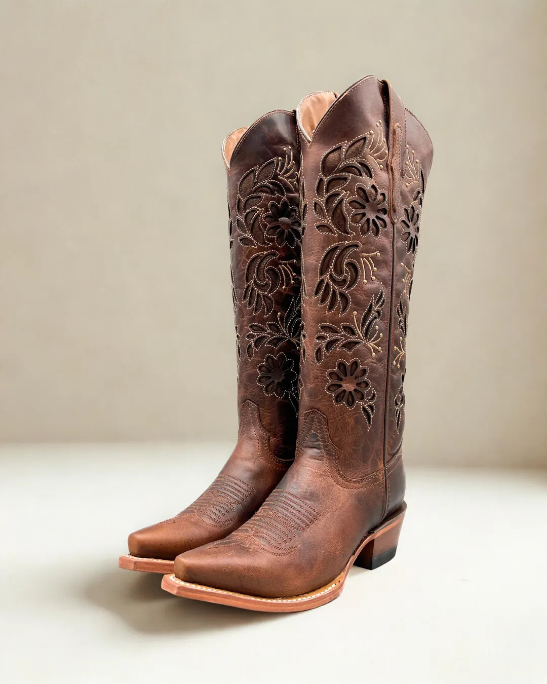 Handmade Western Tall Cowboy Boots Knee High / Tall Brown Cowboy Boots/ Cowgirl Boots / Botas Vaq... | Etsy (US)