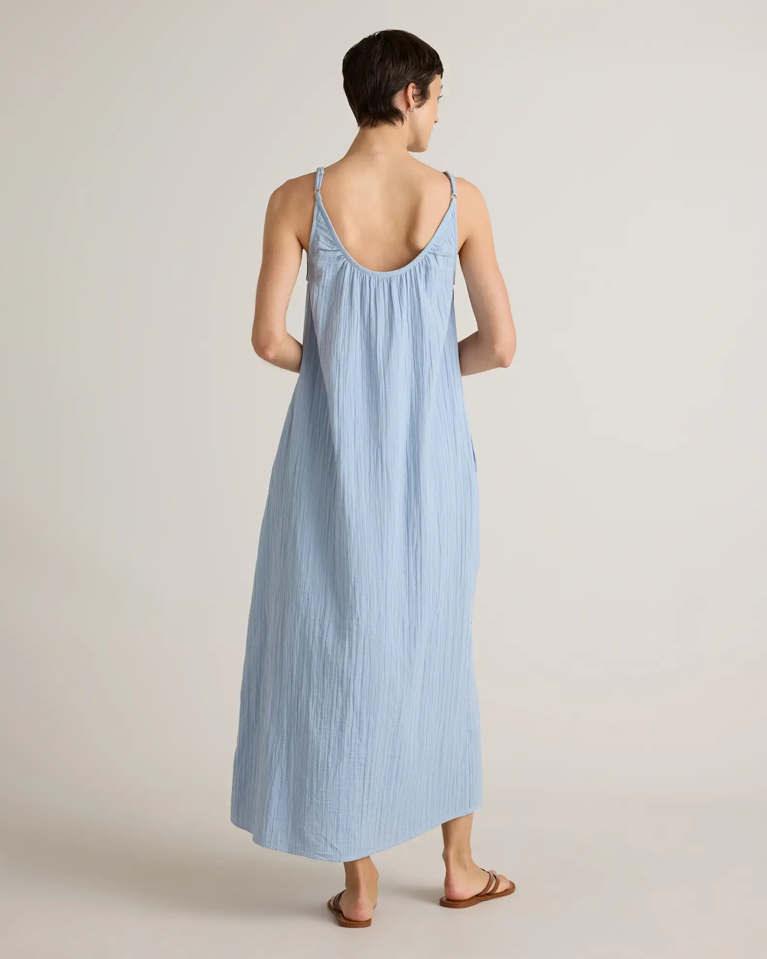 100% Organic Cotton Gauze Sleeveless Maxi Dress in Ocean Breeze | Quince
