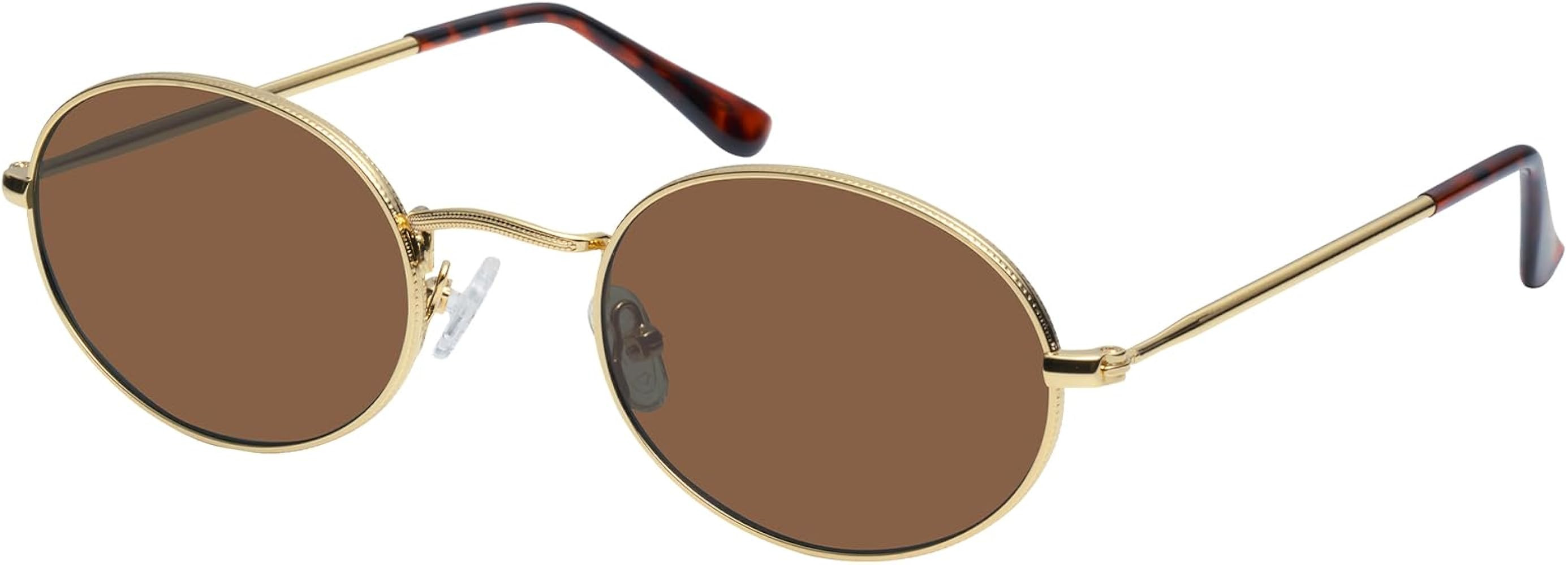 mosanana Trendy Retro Small Oval Sunglasses for Women 90s Metal Sun Glasses MS52476 | Amazon (US)