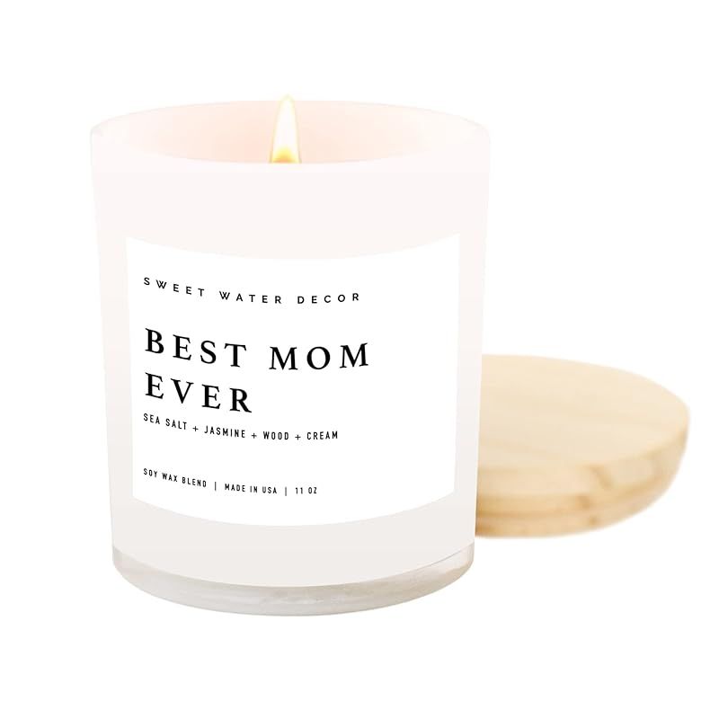 Sweet Water Decor Best Mom Ever Candle | Sea Salt, Jasmine, Wood and Cream, Spa Scented Soy Wax C... | Amazon (US)