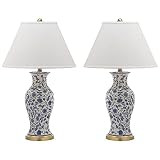 SAFAVIEH Lighting Collection Beijing Floral Blue/ White 29-inch Bedroom Living Room Home Office Desk Nightstand Table Lamp Set of 2 (LED Bulbs Included) | Amazon (US)