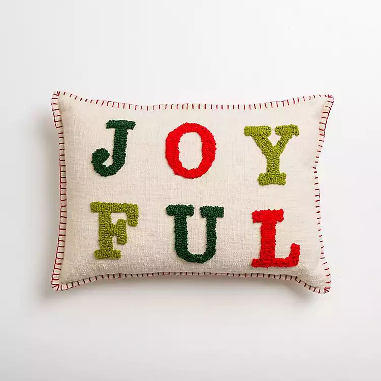 Embroidered Joyful Christmas Pillow | Kirkland's Home
