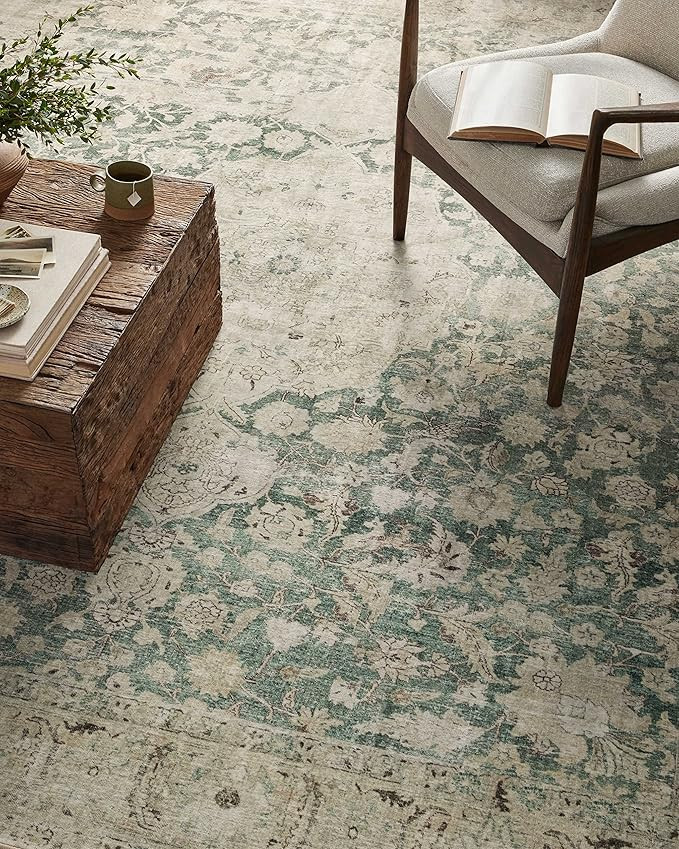 Loloi Magnolia Home by Joanna Gaines Sinclair Collection SIN-05 Jade/Sand 8'-6" x 11'-6", .25" Pi... | Amazon (US)