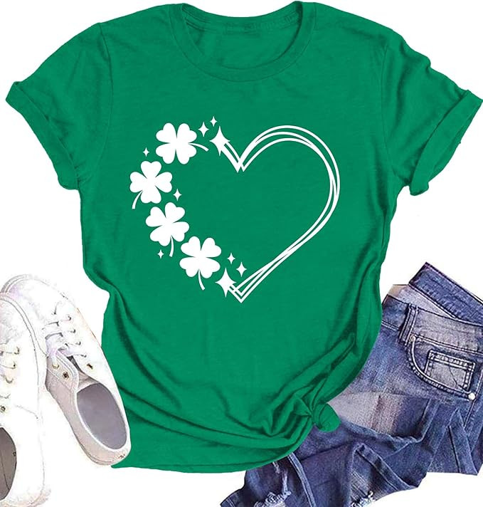 St Patricks Day Shirts for Women Funny Irish Shamrock Tshirts Lucky Clover St Paddy's Gifts Tee T... | Amazon (US)