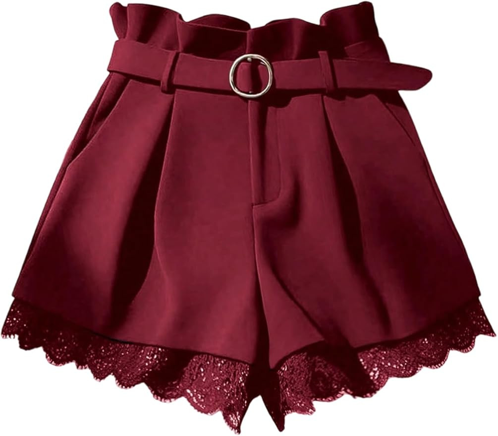 GORGLITTER Women's Pleated Lace Dress Shorts Formal Dressy Work Tailored | Amazon (US)