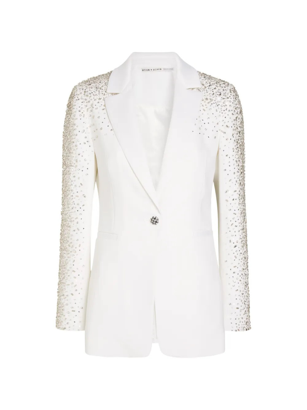 alice + olivia Breann crystal-embellished blazer - White | Farfetch Global