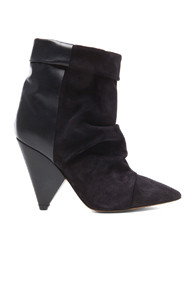 Isabel Marant Andrew Calfskin Velvet Leather Boots in Black | FWRD 