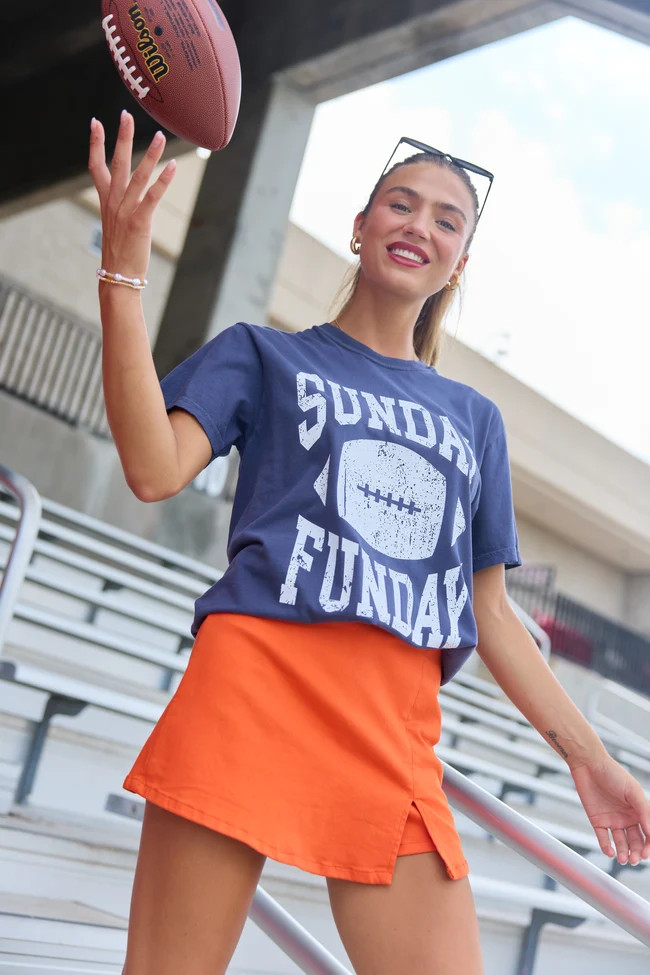 Sunday Funday Navy Graphic Tee | Pink Lily
