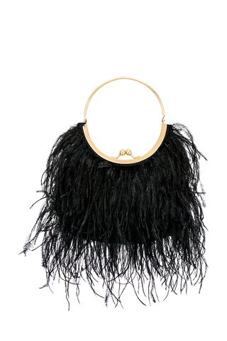 olga berg Penny Feathered Frame Bag in Black from Revolve.com | Revolve Clothing (Global)