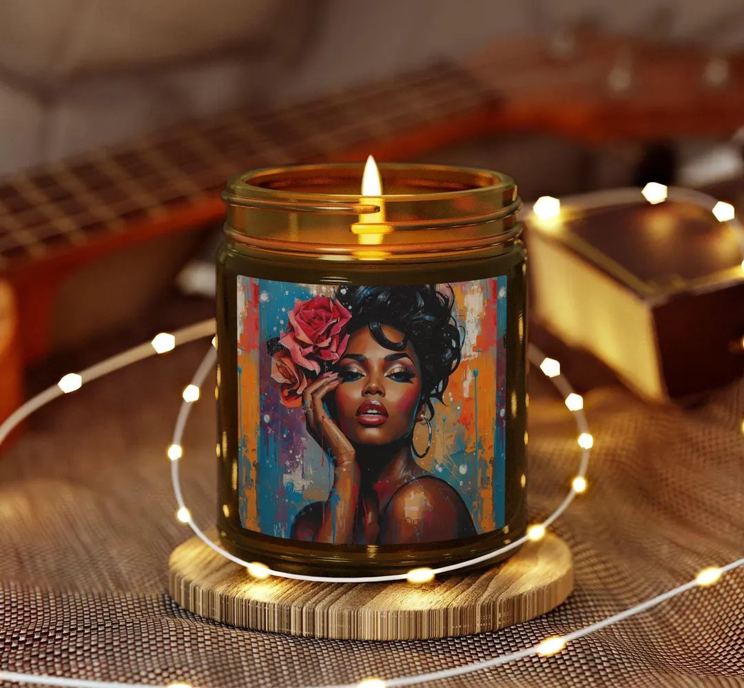 Black Woman Art Candle - Afrocentric Queen Coconut Apricot Scented Candle | African American Home... | Etsy (US)