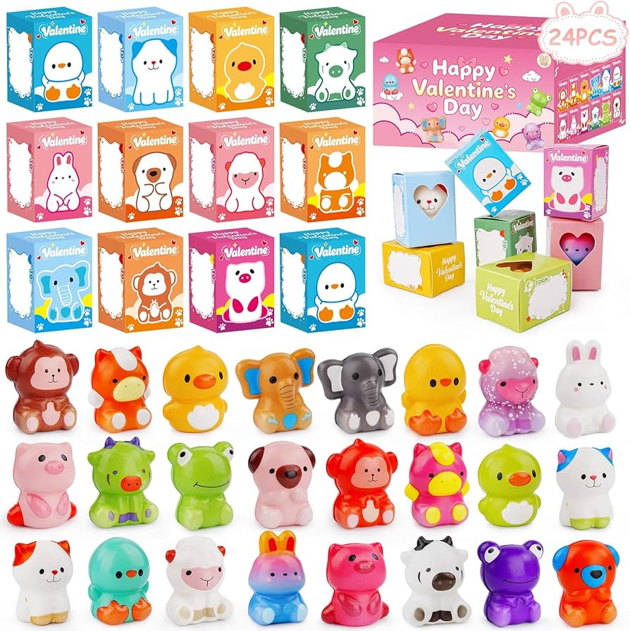 Tiaxidex Valentines Day Gifts for Kids, Contains 24 PCS of Valentine's Day gift boxes & 24PCS Ani... | Amazon (US)