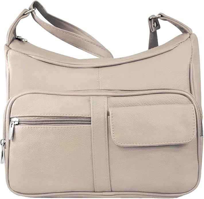 SILVERFEVER Medium Leather Handbag | Ladies Shoulder Bag | Organizer w Built in Wallet (Cream): H... | Amazon (US)